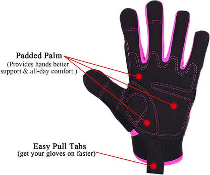 HANDLANDY Women Safety Work Gloves Utility Touch Screen Working Grip Glove for Yardwork Gardening Breathable Mechanic Gloves