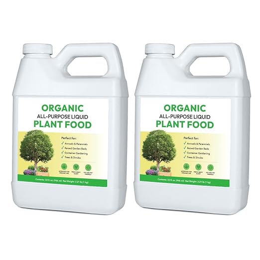 Organic All-Purpose Liquid Plant Food - Use on All Outdoor Plants: Flower Beds, Vegetable Gardens, Container Gardening | Concentrated Liquid Fertilizer Alternative (32oz, 2 Pack, Mixes to 64 Gallons)