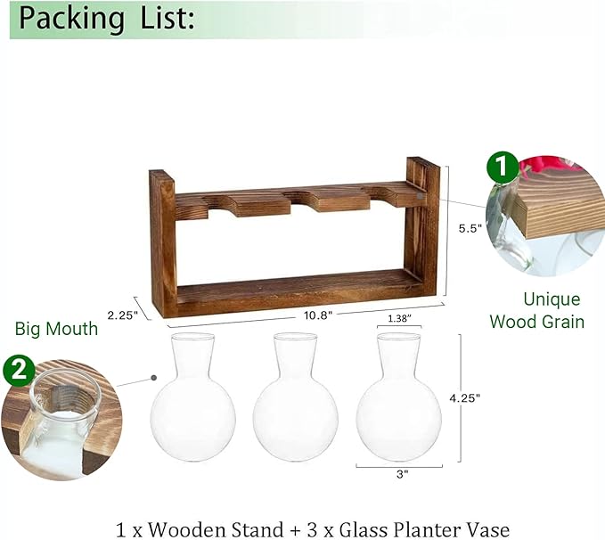 Propagation Station, Plants Terrarium, Plants Lover Gifts for Women,Plant Cutting Holder Home décor,Gifts for Women,House Warming New Home-3 Bulbs-Easy