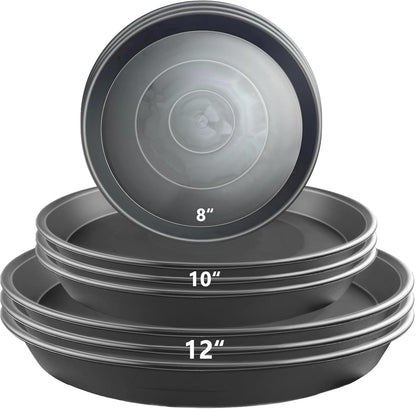9 Pack Gray Plant Saucer Set, 3×8 inch 3×10 inch 3×12 inch Durable Heavy Duty Plastic Pot Trays, Large Planter Saucers Water Catcher Plates, Round Drip Trays for Indoor Outdoor Gardening
