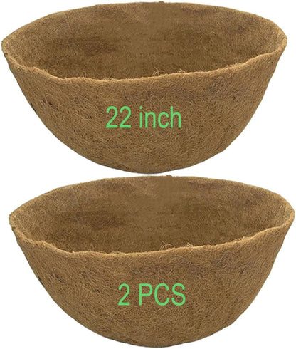 2 PCS 22 Inch x 14 Inch Coco Liners for Planters Round Basket Shaped Coconut Fiber Replacement Liners