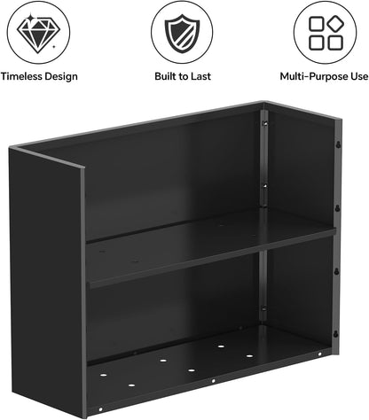 Heavy-Duty Galvanized Steel Planter with Removable Insert Shelf & 4 Drainage Holes - 32x12x24 Inches Large Size Planters for Outdoor/Indoor Patio, Black