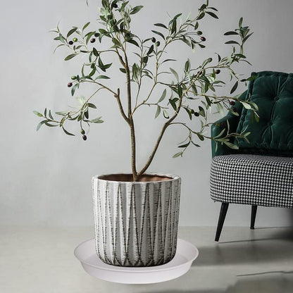 4 Pack of 19 inch Plant Saucer, 2.7" Depth Tray, Large Deep Garden Plastic Flower Planter Plant Trays for Indoors Outdoor Bath Bath (19", Creamy White)