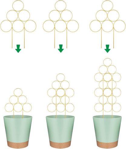 Trellis for Climbing Plants Indoor 15.7 Inch, Small Plant Trellis for Potted Plants, 3 Pack Stackable Circle Garden Houseplant Trellis for Vines