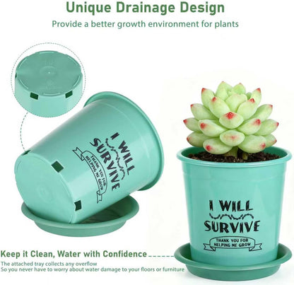 NIKONIKO 8 Pack 6.5 Inch Plant Pots, 4 Colors Pots for Plants, Flower Pots with Drainage Holes and Bottom Support, for Indoor & Outdoor Garden Home Plants