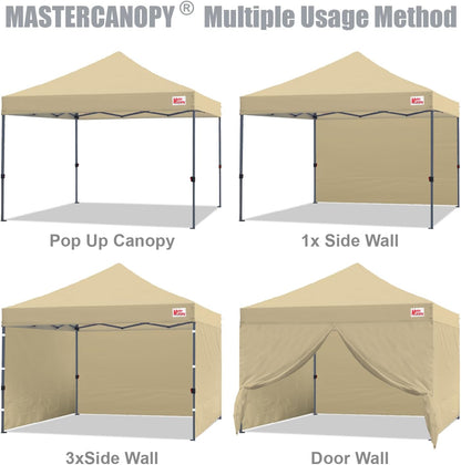MASTERCANOPY Heavy Duty Pop-up Canopy Tent with Sidewalls (10x10,Beige)