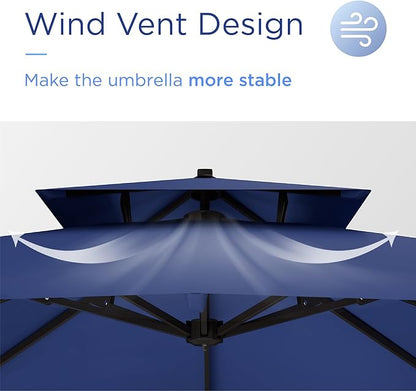10' X 13' Patio Umbrella Outdoor Large Rectangle Offset Cantilever Umbrellas Double Top Heavy Duty Windproof with 360-degree Rotation for Pool Garden Deck