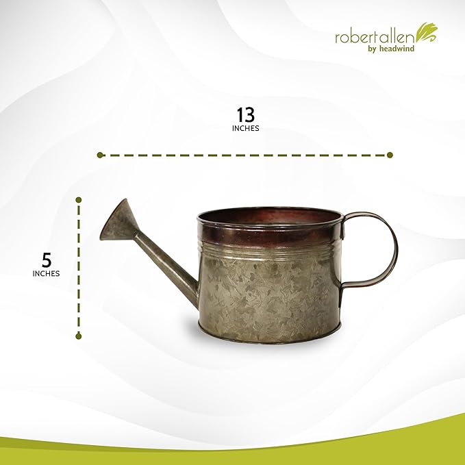 Headwind Countryside Collection - 6 Inch Aged Mocha Brown Galvanized Plant Watering Can for Outdoor & Indoor - Vintage Metal Watering Can Outdoor Planter by Robert Allen