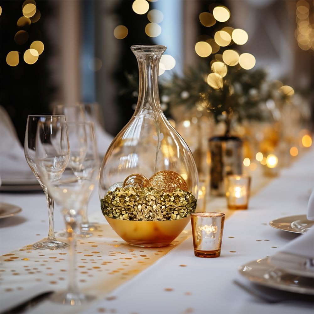 HappyFiller Golden Nuggets Crushed Glass for Resin Art,Small Gravels Stones for Aquarium Fish Tank Bottom Granule,Vase Filler Candle Holder Decor,Wedding Centerpieces Decoration,0.81 LB Gold