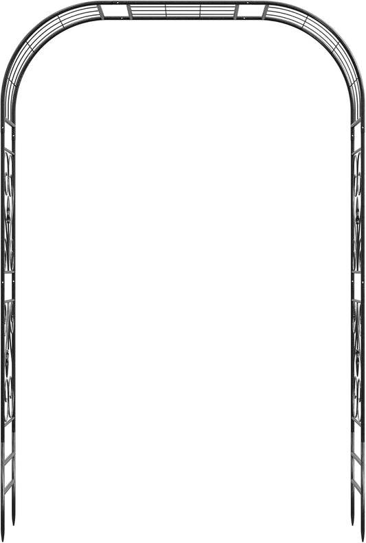 Jardineer Metal Garden Arbor,104.3-Inch Tall,Flat-Top Wrought Iron Outdoor Archway,Heavy-Duty Trellis for Climbing Plants,Perfect for Backyard Garden Entrance,Designed for Roses and Wisteria (Black)