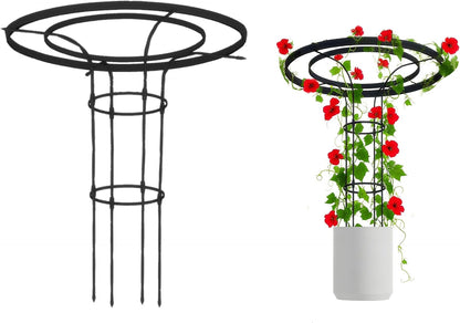 Garden Trellis for Climbing Plants Outdoor, 3.7FT Tall Metal Obelisk Trellis, 41.3" Umbrella Trellis for Potted Plants, Mushroom Top Trellises for Vines, Rose, Clematis, Pea, Bean, Tomato