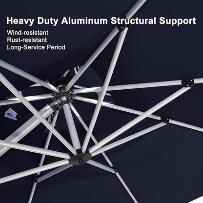 PURPLE LEAF 10' X 13' Patio Umbrella Outdoor Rectangle Umbrella Large Cantilever Umbrella Windproof Offset Heavy Duty Sun for Garden Deck Pool Patio, Navy Blue