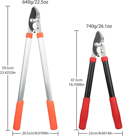Heavy Duty Garden Lopper Pruning Shears, Aluminum Alloy or Carbon Steel, Tree Branch Cutter with Non-slip Handle, Labor-saving Gardening Tools, Yard, Orchard (Vigorously cut black steel)