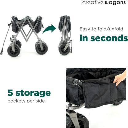 Creative Outdoor Push Pull Stroller Wagon, Beach Hauler XXL with Canopy, Collapsible and Portable Heavy Duty Folding Cart, Supports up to 200lbs Weight Capacity, Giant 10" Wheels