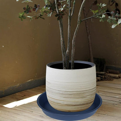 4 Pack of 14 inch Plant Saucers Bird Bath Bow Round, Plastic Plant Saucer Tray for Pots, White Planters for Indoor Plants, Plant Trays for Planter 12-15" (14", Blue)