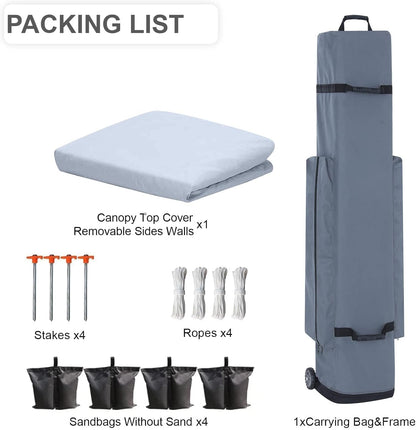 10x10 pop up Canopy Tent, Outdoor Patio Canopy Tent with sidewalls, Heavy Duty Commercial Instant Canopy Tent with Sand Bags for Deck, Party, Camping, Backyard, Playground, White