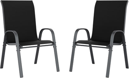 UDPATIO Patio Chairs Set of 2, Stackable Outdoor Dining Chairs with High Back, Breathable Textilene Fabric Outdoor Chair All Weather, 350LBS Capacity for Garden, Backyard (Black)