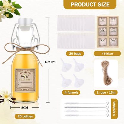 20Pcs 4 oz Swing Top Glass Bottles for Vanilla Extract Homemade,Flip Top Glass Bottles for Food Storage Canister for Hot Sauce Beans