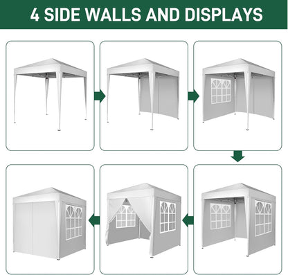 Outvita 6.5x6.5ft Pop Up Canopy Tent, Outdoor Instant Shelter Folding Canopy with 4 Side Walls and Carry Bag for Commercial Events, Party, Backyard BBQ, Camping White