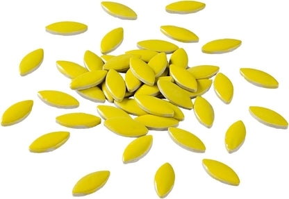 70 Pieces Petal Ceramics Mosaic Tiles for Crafts, Stained Ceramics Supplies, Flower Leaves Mosaic Ceramics Mosaic Pieces Kit for DIY Crafts Plates Picture Frames Home Decorations - Yellow