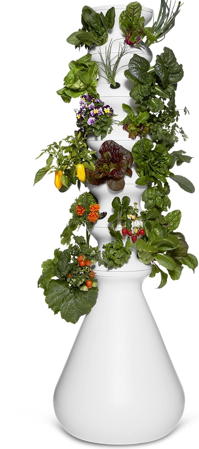 Farmstand Starter Kit + 36 Seedling Credits | Large Hydroponic Growing System Kit | Self-Watering Outdoor Vertical Garden Planter Tower | 6ft 1in | Made in USA