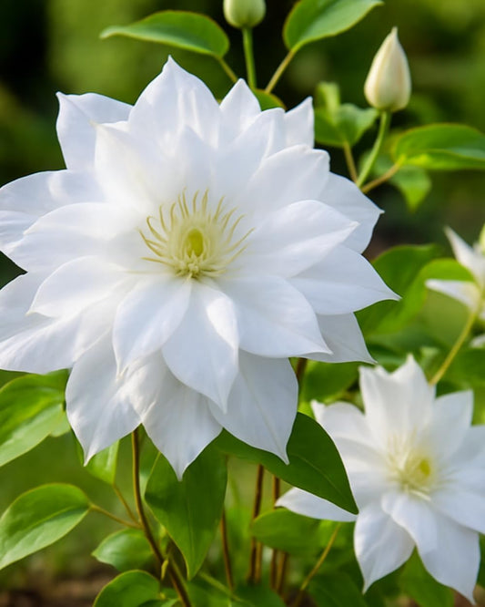 Perennial Farm Clematis 'Duchess of Edinburgh' Hybrid – Live Clematis Vine in 4 Quart Container, Elegant Double White Blooms, Long Blooming, Ideal for Trellises, Arbors & Classic Garden Displays