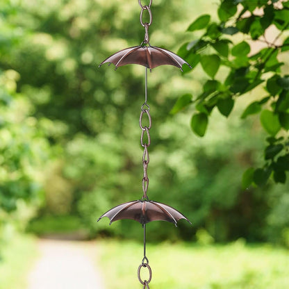 Rain Chain Decoration 6 Ft., Outdoor Rain Catcher Metal Chain Downspout 72'' for House Eaves, Garden & Home, Umbrella Shape Rain Chains