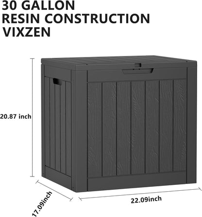 30 Gallon Resin Deck Box,Lockable Outdoor Storage Box for Patio Cushions Storage Furniture,Garden Tools,Pool Supplies, Weatherproof and UV Resistant- Black