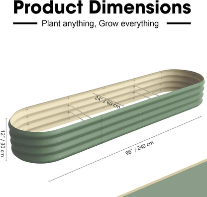 8x2x1ft Oval Galvanized Raised Garden Bed Outdoor 9-in-1 Large Metal Modular Planter Box Raised Beds for Gardening,Vegetables,Fruits,Flowers & Herbs (Green)
