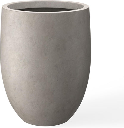Kante 21.7" H Buff Concrete Tall Planter, Large Outdoor Indoor Decorative Pot with Drainage Hole and Rubber Plug, Modern Round Style for Home and Garden