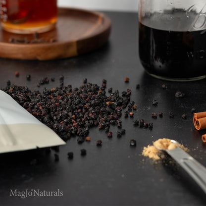 MagJo Dried Elderberries - 100% Wild crafted Dried Elder berries - 2lb Bulk - Non-Irradiated, Non-GMO, Whole Black Elderberry Immune Support - Raw Vegan Sambucus 2 Pack