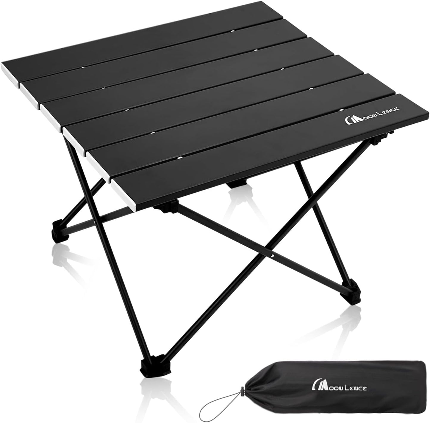 MOON LENCE Folding Beach Table, Small Folding Table, Outdoor Ultralight Aluminum Camping Table, Portable Compact Backpacking, Travel Table for Beach, Picnics, Cooking, Hiking