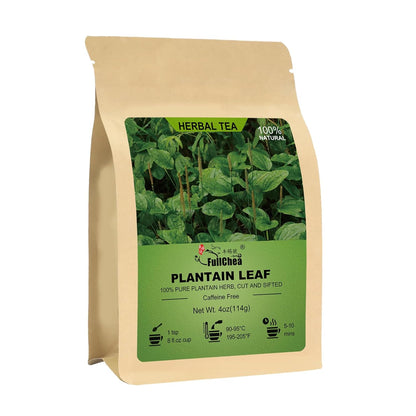 FullChea - Plantain Leaf Tea, 4oz/114g - Broadleaf Plantago Major Herbal Tea - Non-GMO - Caffeine-free - Support Respiratory Health & Aids Digestion