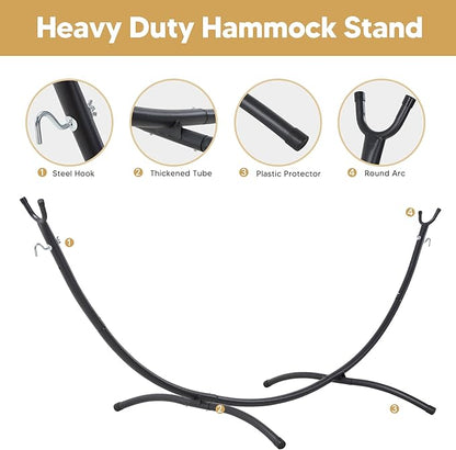 SUNCREAT Portable Large Hammock with Stand, Two Person Hammock with Stand Included, Rainbow Stripes