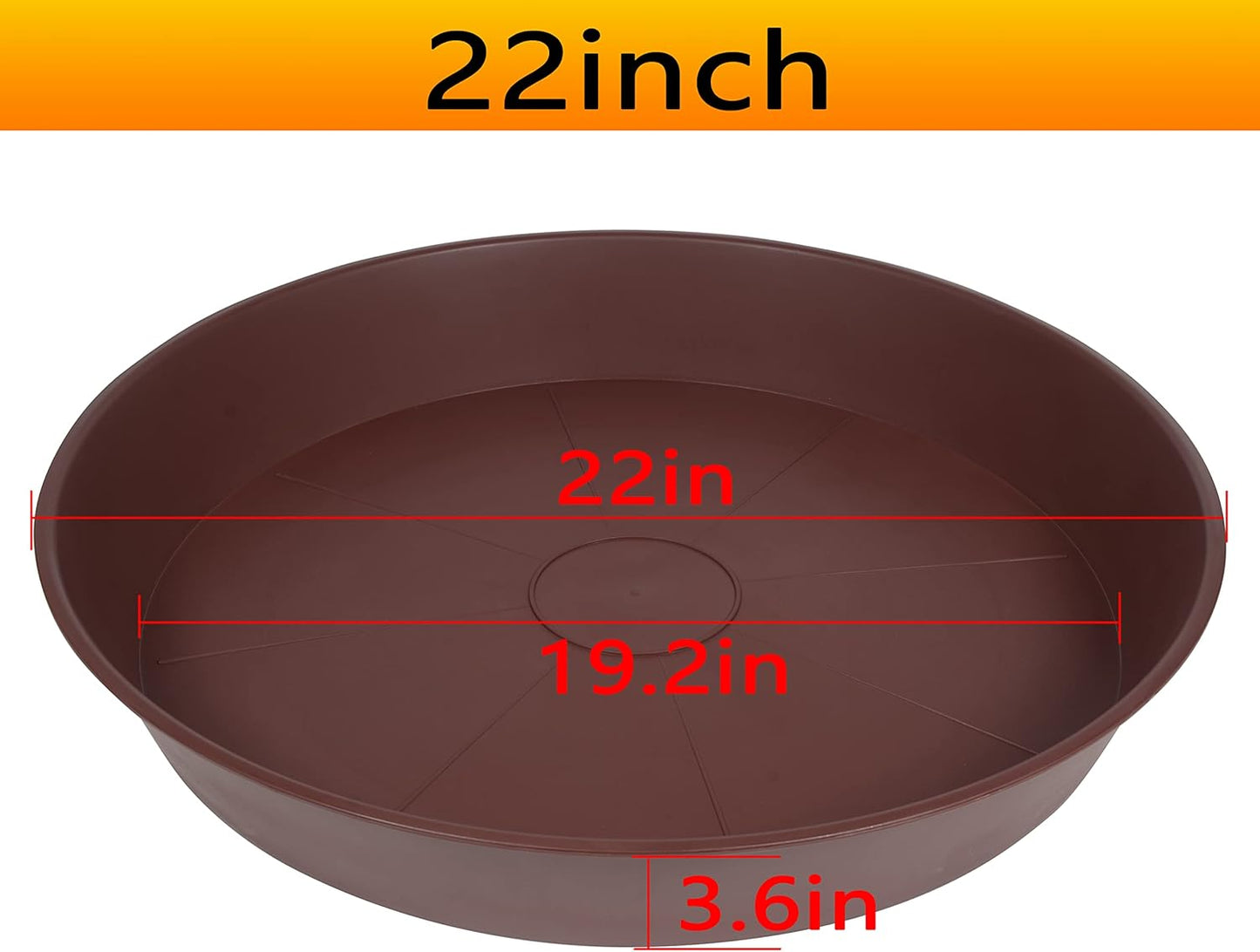 3 Pack of 20 22 inch Plant Saucer (19.2 Inch Base), 3.6" Depth Tray, Large Garden Plastic Flower Planter Plant Trays for Indoors Outdoor (22", Chocolate)