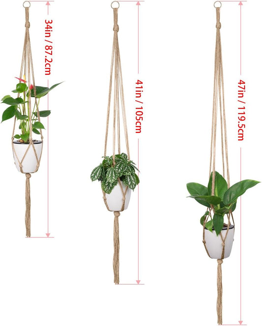 Plant Hangers Indoor Macrame Hanging Planter Holder 6 Pack, 3 Sizes