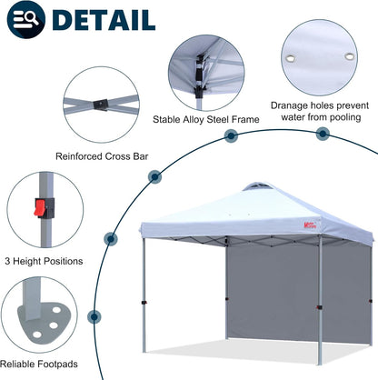MASTERCANOPY Durable Pop-up Canopy Tent with 1 Sidewall (8'x8',White)