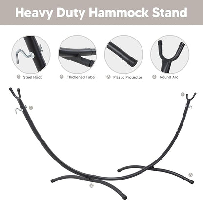 SUNCREAT Portable Outdoor Hammock with Stand Included, Double Hammock with Stand for Outside, Beige