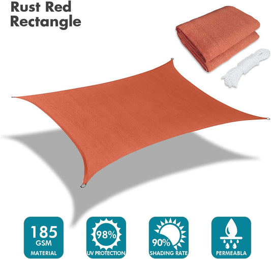 KANAGAWA 14'X22' Rust Red Custom Size Sun Shade Sail Rectangle UV Block Canopy Cover for Patio Backyard Lawn Garden Outdoor (Customized Available)