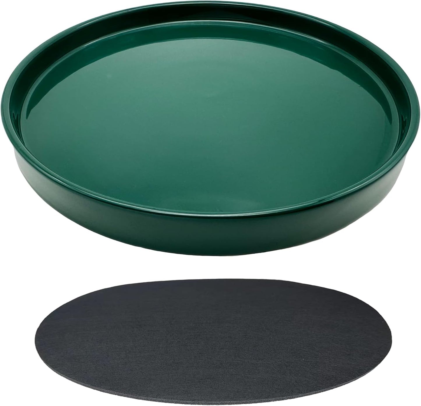 Ceramic Plant Saucer Pot Tray 12 Inch, Planter Saucers 4 5 6 7 8 9 10 11 12 13 Inch for Indoors Outdoor, Durable Sturdy Flower Drainage drip Water Tray for Glazed Pots Base (12.7 Inch-Green)