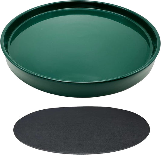 Ceramic Plant Saucer Pot Tray 10 Inch, Planter Saucers 4 5 6 7 8 9 10 11 12 13 Inch for Indoors Outdoor, Durable Sturdy Flower Drainage drip Water Tray for Glazed Pots Base (10.7 Inch-Green)