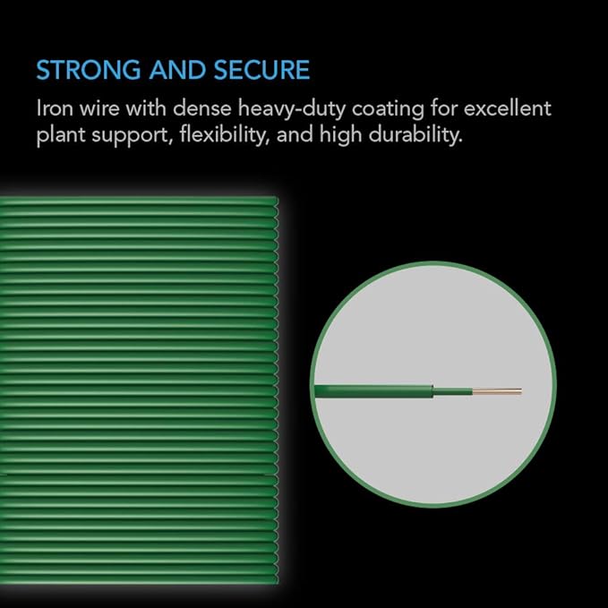 AC Infinity Heavy-Duty Twist Ties, 10m (32.8 ft.) All-Purpose Reusable Green Wire Plant Ties, for Gardening, Plant Support, and Home Office Organization