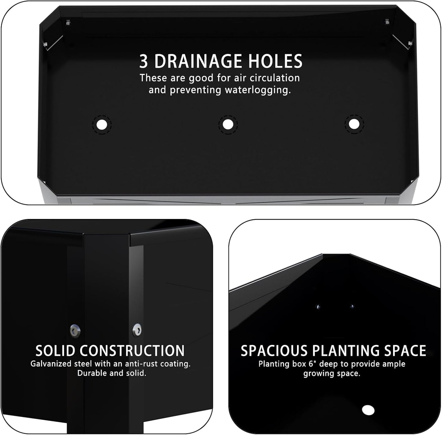 Raised Garden Bed with Detachable Tall Legs Elevated Metal Planter Box for Growing Fresh Herbs Vegetables Flowers Succulents&Other Plants for Outdoor Backyard Patio Deck Balcony Black