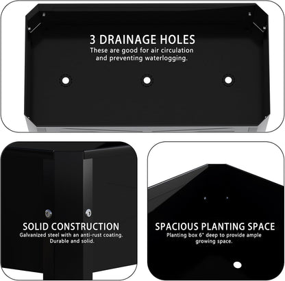 Raised Garden Bed with Detachable Tall Legs Elevated Metal Planter Box for Growing Fresh Herbs Vegetables Flowers Succulents&Other Plants for Outdoor Backyard Patio Deck Balcony Black