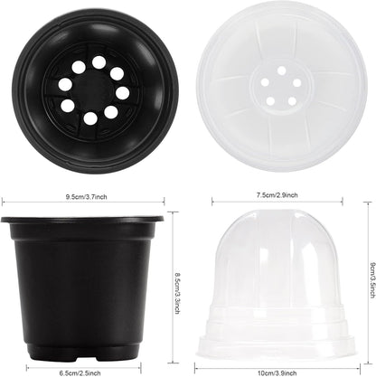 MIXC Plant Nursery Pots with Humidity Dome 4" Soft Transparent Plastic Gardening Pot Planting Containers Cups Planter Small Starter Seed Starting Trays for Seedling with 10pcs Plant Labels，30 Sets…
