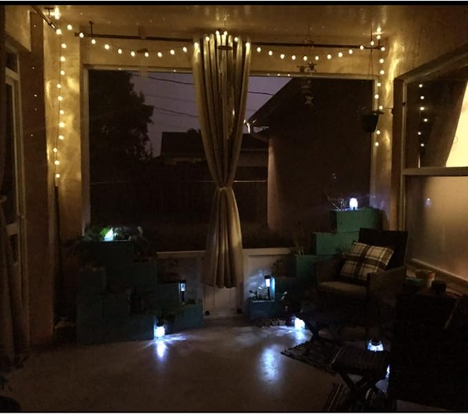 14ft Battery Operated 20 Hanging Bulb 100 LED String Lights, Vintage Commercial Battery Outdoor Lights for Indoor Outdoor Decorations Home, Bedroom, Patio, Balcony, Christmas Party (8 Modes)