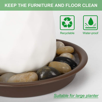 Plant Saucer 10 inch, Heavy Large Planter Durable Thicker Plastic Plant Trays for Indoors and Outdoor, Plant Saucer Drip Trays,Brown(10" - 3 Pack)