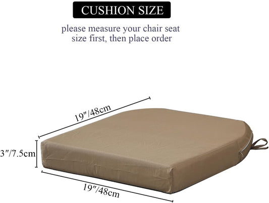 19 x 19 Inch Outdoor Seat Cushions for Patio Furniture with Non Slip and Ties Waterproof & UV Resistant Round Corner Outdoor Chair Cushions Replacement Set of 2, Khaki