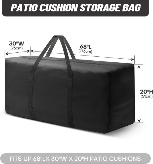 Outdoor Cushion Storage Bags 68 Inch Waterproof Extra-Large Patio Cushion Storage with Zipper & Padded Handle for Patio Furniture Christmas Tree