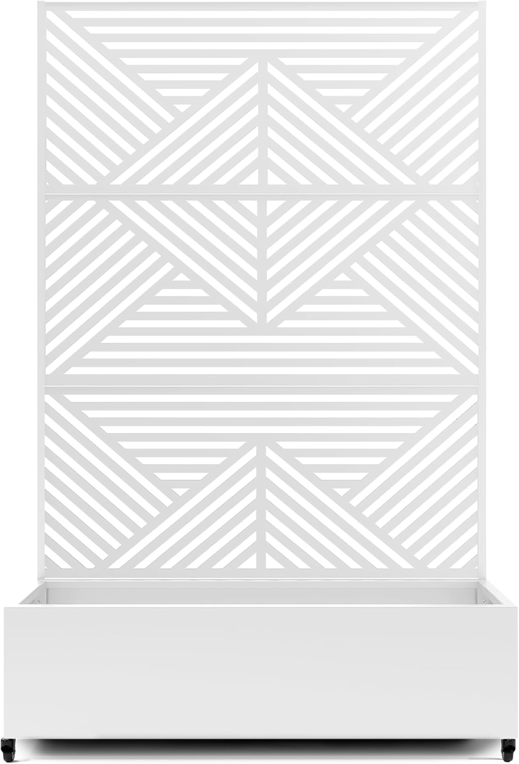 Raised Garden Bed with Trellis and Wheels,73"x47"x16" Metal Raised Garden Bed,White Diamond Metal Planter with Climbing Trellis for Vines & Vegetables